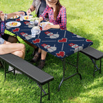 Cute Snowman Knitted Pattern Print Picnic Table Cover