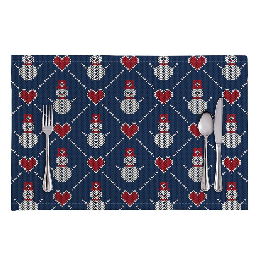 Cute Snowman Knitted Pattern Print Placemat