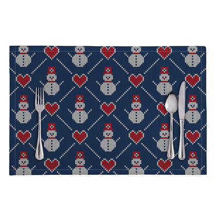 Cute Snowman Knitted Pattern Print Placemat
