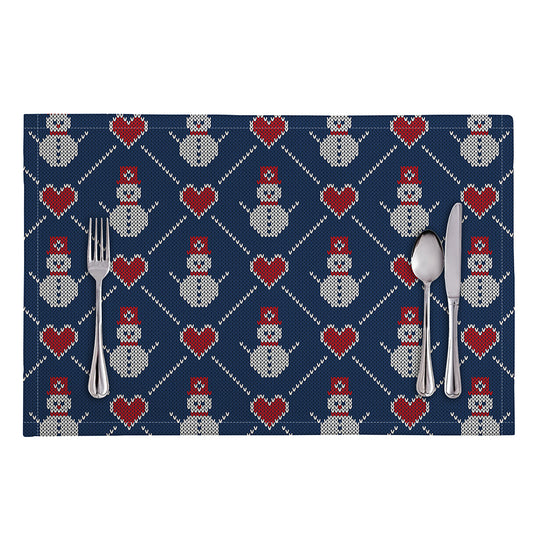 Cute Snowman Knitted Pattern Print Placemat
