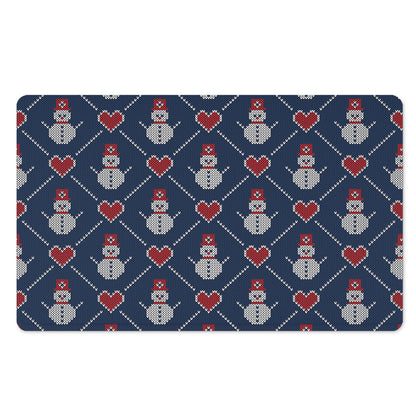 Cute Snowman Knitted Pattern Print Polyester Doormat