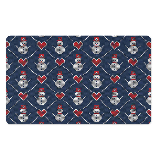 Cute Snowman Knitted Pattern Print Polyester Doormat