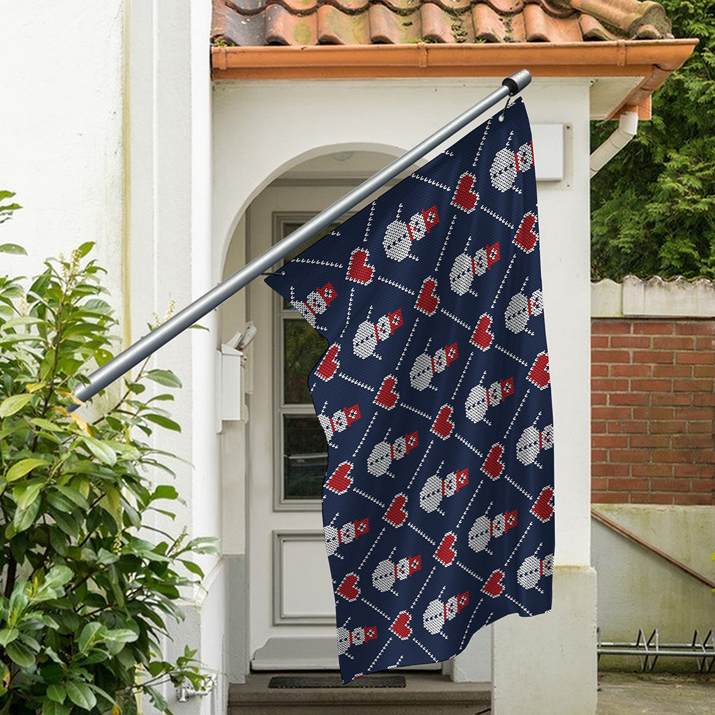 Cute Snowman Knitted Pattern Print Polyester Flag