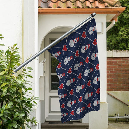 Cute Snowman Knitted Pattern Print Polyester Flag