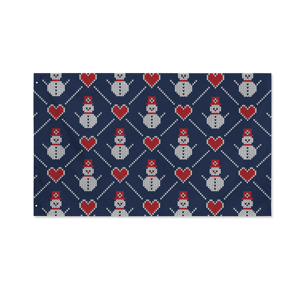 Cute Snowman Knitted Pattern Print Polyester Flag