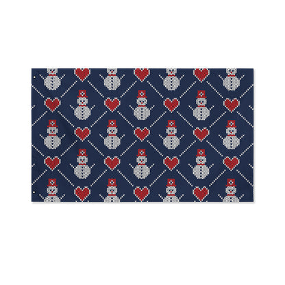 Cute Snowman Knitted Pattern Print Polyester Flag