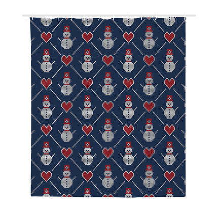 Cute Snowman Knitted Pattern Print Polyester Shower Curtain