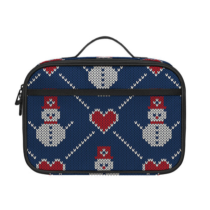 Cute Snowman Knitted Pattern Print Portable Lunch Bag