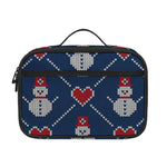 Cute Snowman Knitted Pattern Print Portable Lunch Bag