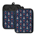 Cute Snowman Knitted Pattern Print Pot Holders With Pocket