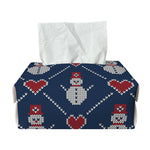 Cute Snowman Knitted Pattern Print Rectangle Tissue Box Cover