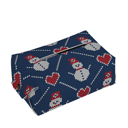 Cute Snowman Knitted Pattern Print Rectangle Tissue Box Cover