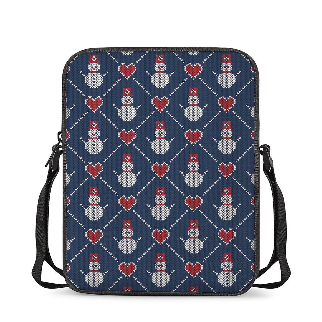 Cute Snowman Knitted Pattern Print Rectangular Crossbody Bag