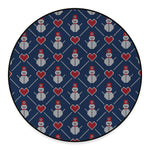 Cute Snowman Knitted Pattern Print Round Floor Mat