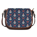 Cute Snowman Knitted Pattern Print Saddle Bag