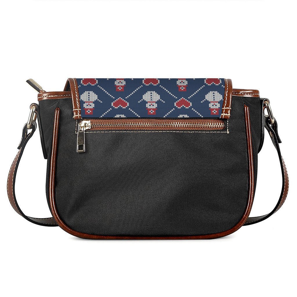 Cute Snowman Knitted Pattern Print Saddle Bag