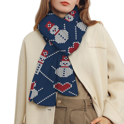 Cute Snowman Knitted Pattern Print Scarf