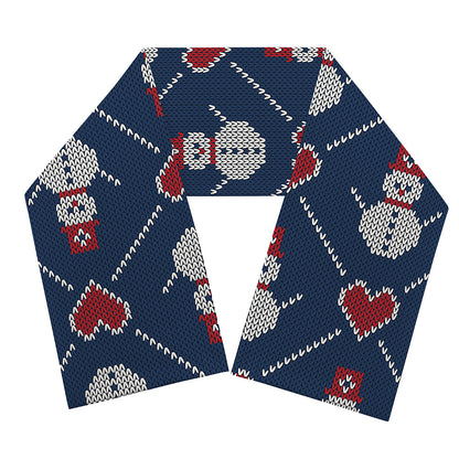 Cute Snowman Knitted Pattern Print Scarf