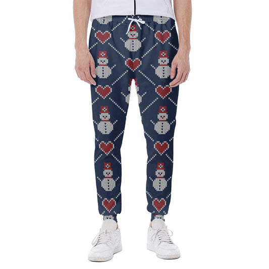 Cute Snowman Knitted Pattern Print Scuba Joggers