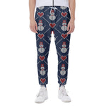Cute Snowman Knitted Pattern Print Scuba Joggers