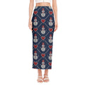 Cute Snowman Knitted Pattern Print Side Slit Maxi Skirt