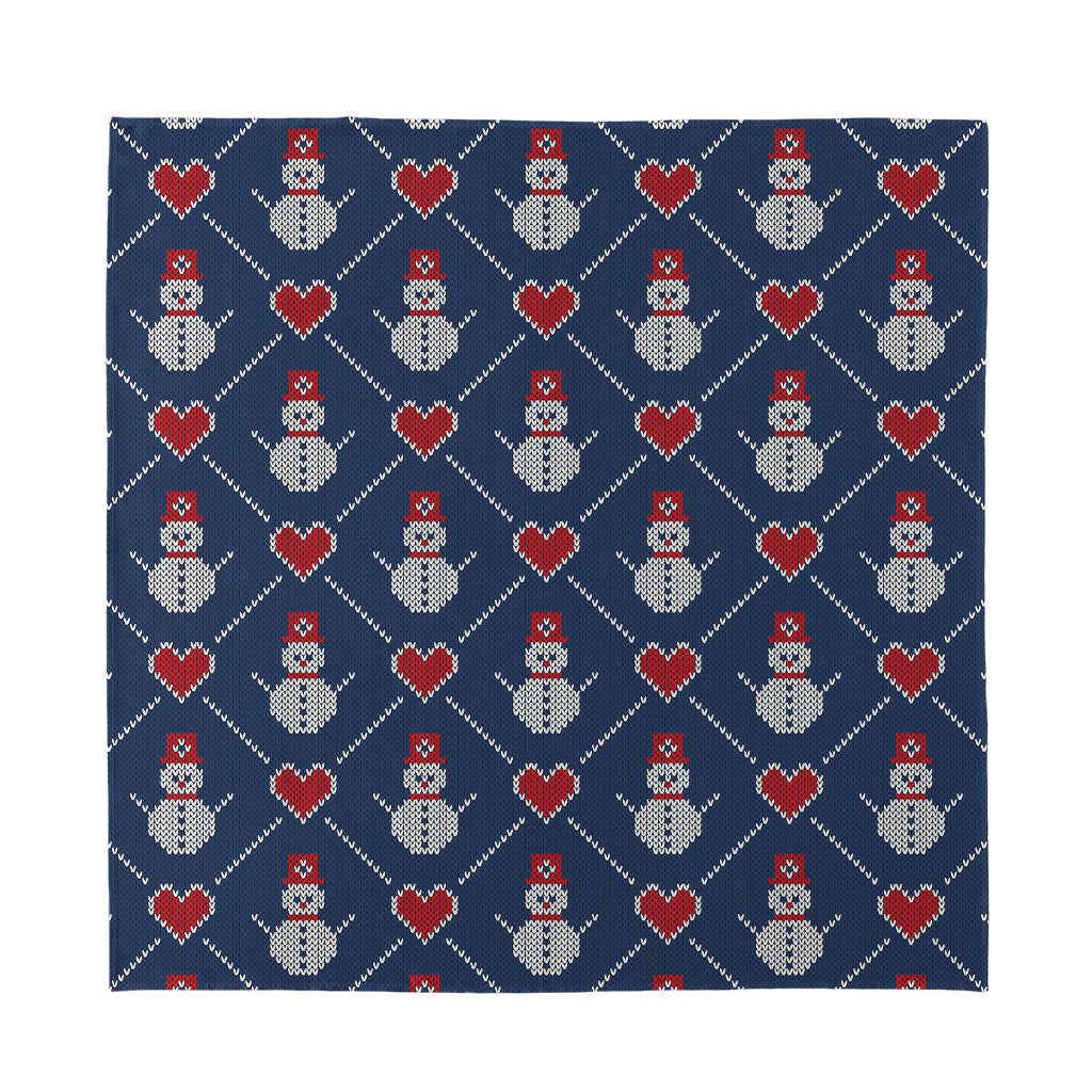 Cute Snowman Knitted Pattern Print Silk Bandana