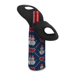 Cute Snowman Knitted Pattern Print Single Neoprene Wine Tote