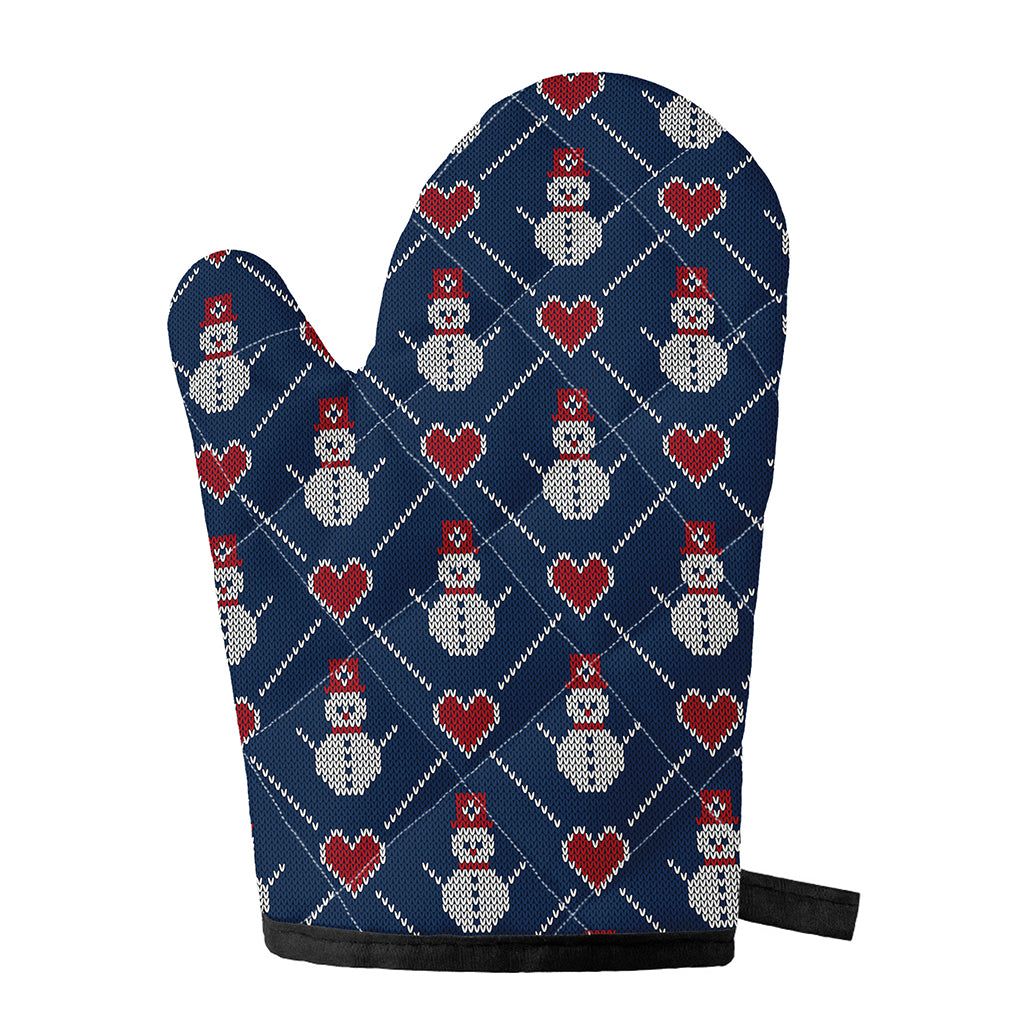 Cute Snowman Knitted Pattern Print Single Oven Mitt