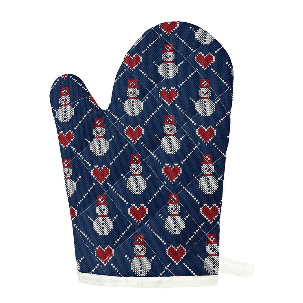 Cute Snowman Knitted Pattern Print Single Oven Mitt