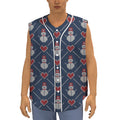 Cute Snowman Knitted Pattern Print Sleeveless Baseball Jersey