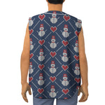 Cute Snowman Knitted Pattern Print Sleeveless Baseball Jersey