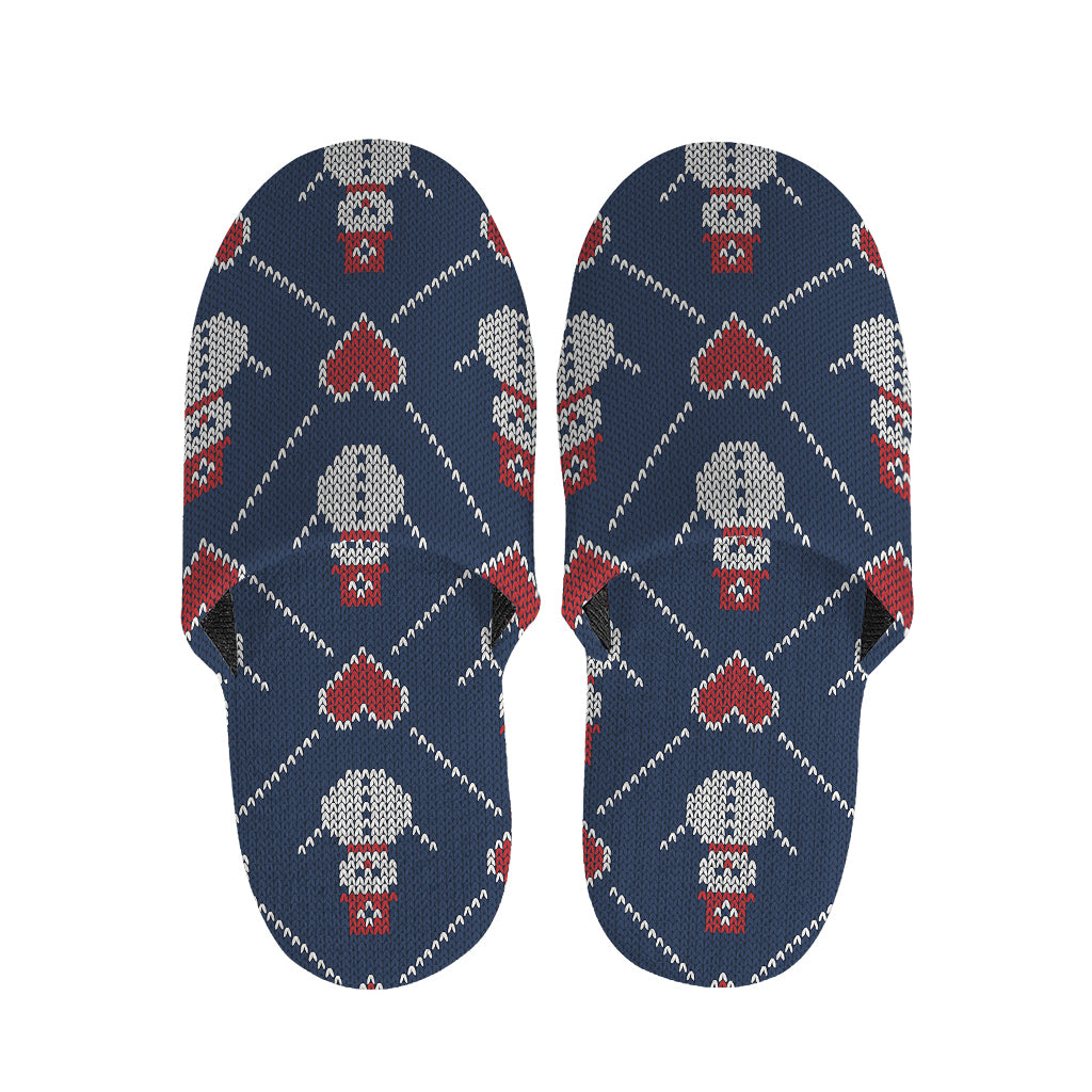 Cute Snowman Knitted Pattern Print Slippers