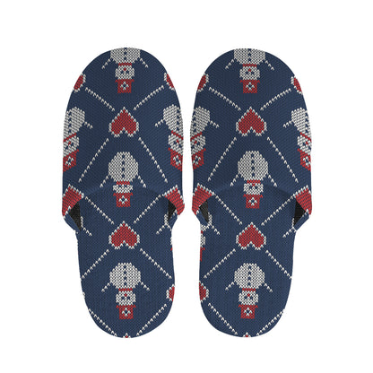 Cute Snowman Knitted Pattern Print Slippers