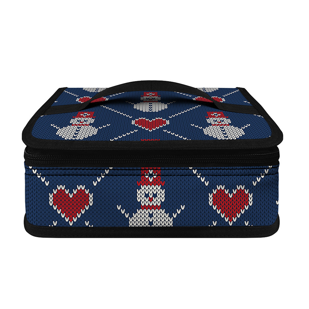 Cute Snowman Knitted Pattern Print Small Lunch Bag