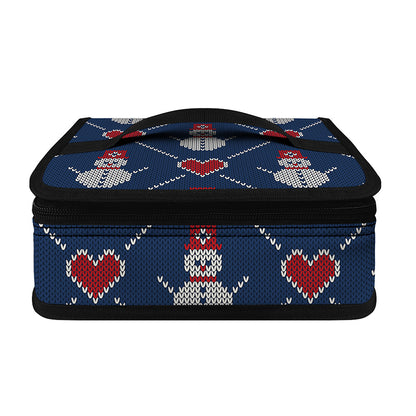 Cute Snowman Knitted Pattern Print Small Lunch Bag