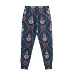 Cute Snowman Knitted Pattern Print Sweatpants