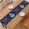 Cute Snowman Knitted Pattern Print Table Runner