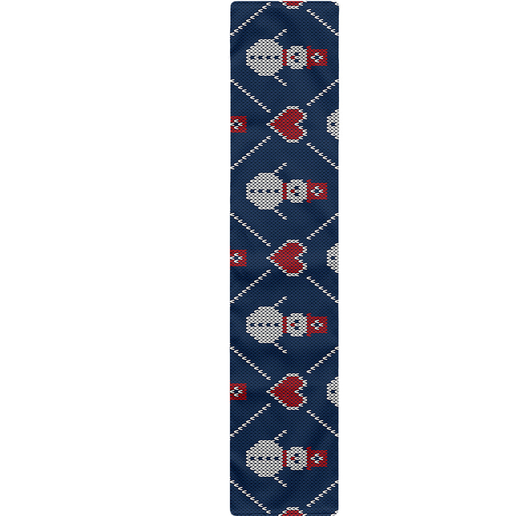 Cute Snowman Knitted Pattern Print Table Runner