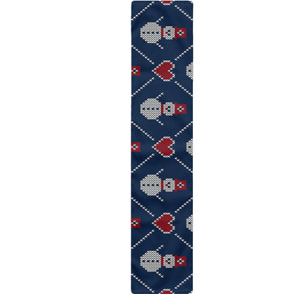 Cute Snowman Knitted Pattern Print Table Runner