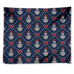 Cute Snowman Knitted Pattern Print Tapestry