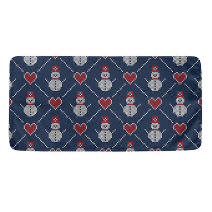 Cute Snowman Knitted Pattern Print Towel
