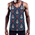 Cute Snowman Knitted Pattern Print Men's Workout Tank Top