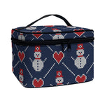 Cute Snowman Knitted Pattern Print Travel Makeup Bag