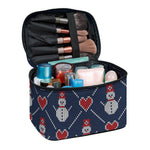 Cute Snowman Knitted Pattern Print Travel Makeup Bag