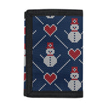 Cute Snowman Knitted Pattern Print Trifold Wallet