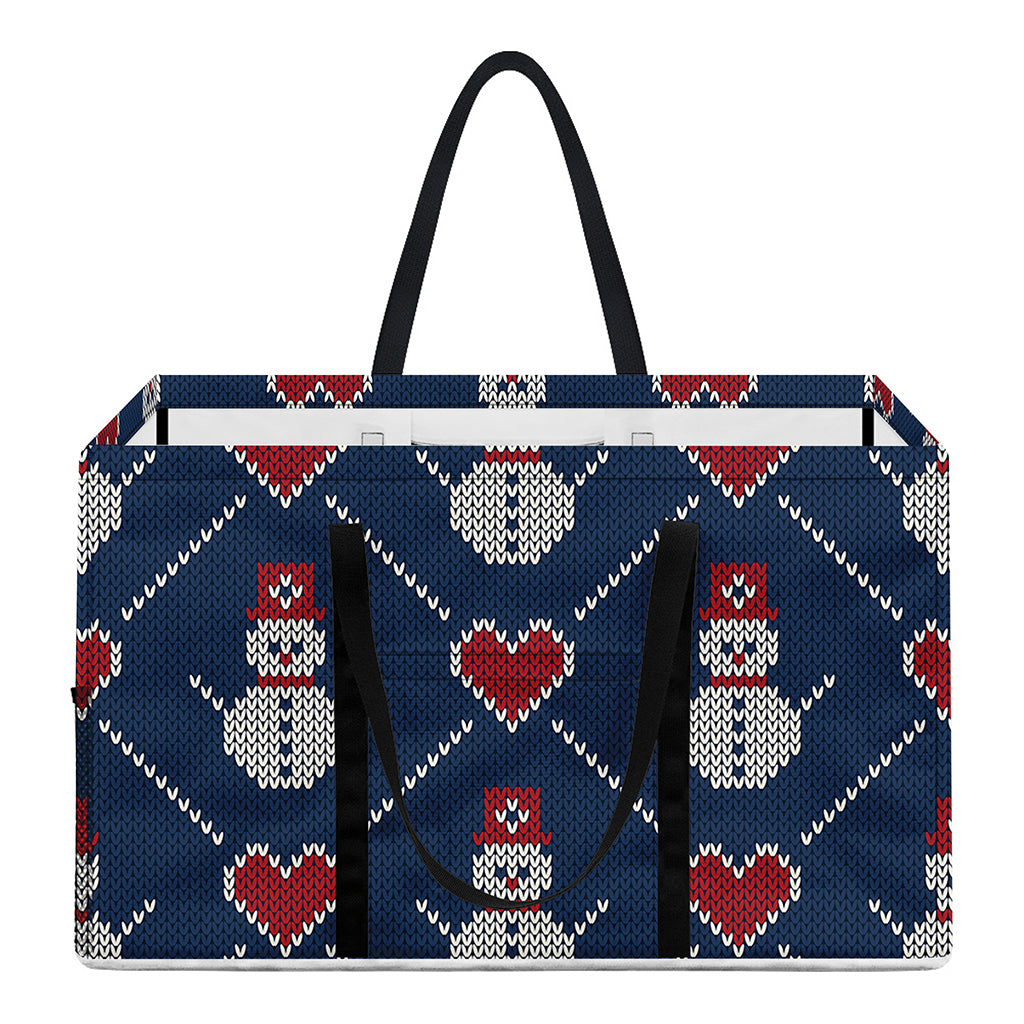 Cute Snowman Knitted Pattern Print Utility Tote Bag