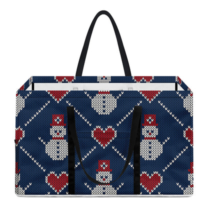 Cute Snowman Knitted Pattern Print Utility Tote Bag