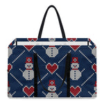 Cute Snowman Knitted Pattern Print Utility Tote Bag