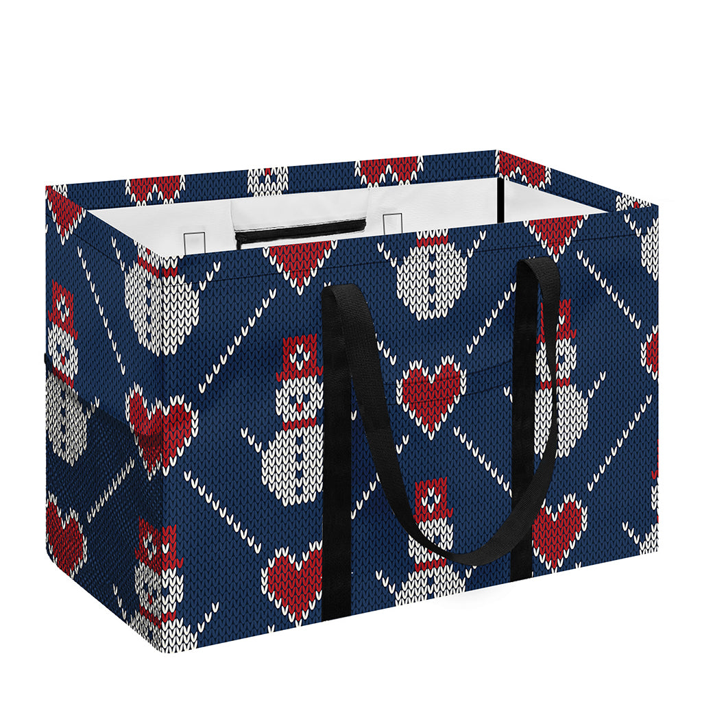 Cute Snowman Knitted Pattern Print Utility Tote Bag