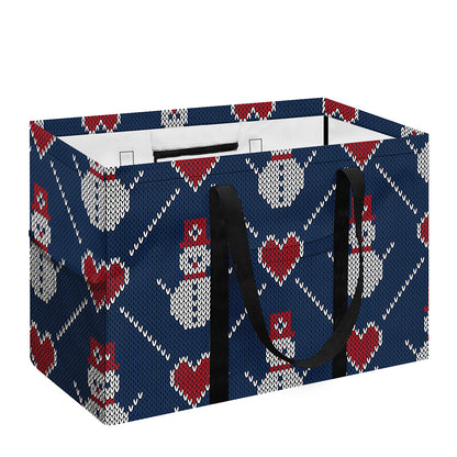 Cute Snowman Knitted Pattern Print Utility Tote Bag
